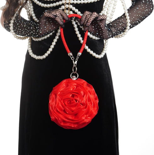 Women Rose Clutch Satin Rose Shaped Clutch Handbag Floral Evening Bag Red for Wedding Party Christmas Mother's Day Gift...