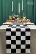 Table Runner Black and White Checkerboard Racing Theme for Anniversary Runner Dinner Parties Supplies Birthday Wedding Summer Outdoor Party Decora...