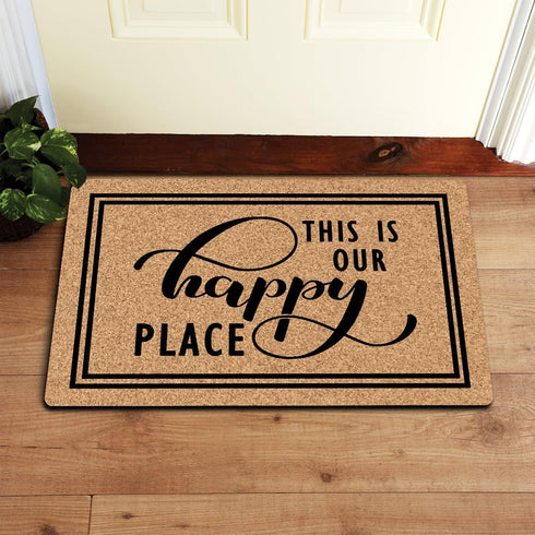 Funny Mats Entry This Is Our Happy Place Indoor Floor Welcome Mat for Entrance Way Rubber Back for Front Door Indoor Outdoor Cute Rugs 23.6"(L) x ...