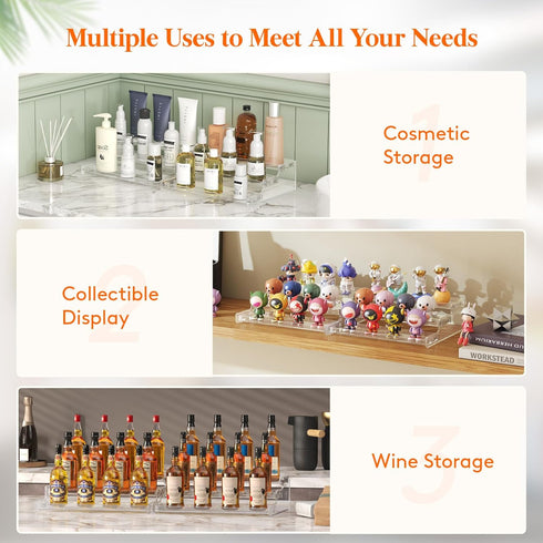 Lifewit Plastic 3-Tier Spice Rack, Clear Spice Organization for Cabinet, Counter, Organizer Shelf for Condiment, Seasoning, Syrup,Liquor, Medicine...