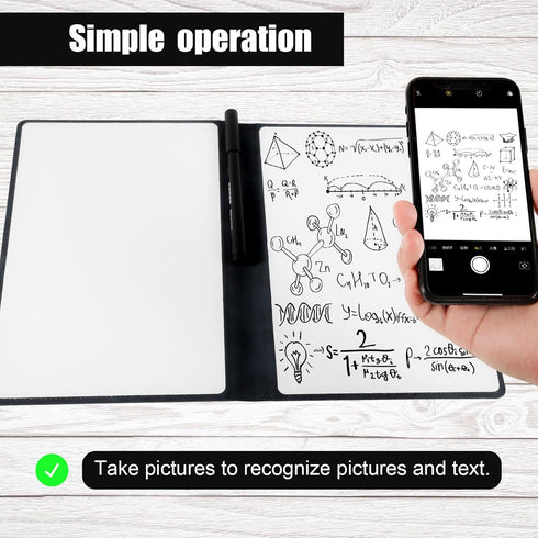 Portable A5 Dry Erase Notebook, 9.4x6.5 Inch Reusable Dry Erase Notebook White Board Dry Erase Erasable Notebook for Business Home Office (Dark Gr...