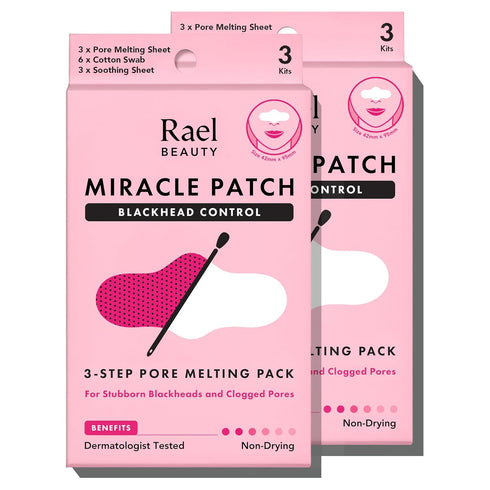 Rael Blackhead Remover, Miracle Patch Melting Pack - Nose Strips for Blackheads, Pore Melting and Soothing Sheets, 3 Step Kit, Sebum Removing Cott...