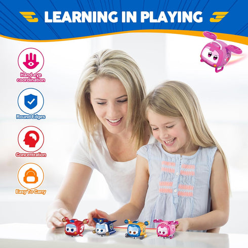 Super Wings Super Pets 4-Pack Collection Super Pets Jett, Donnie, Paul, Dizzy, Vehicle Action Figure, Superwings Transforming Plane to Robot, Gift...