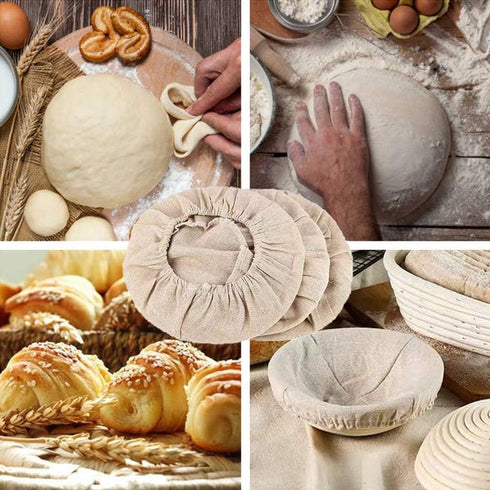 3Pcs Bread Proofing Basket Cloth Liner Linen Liner Cloth Dough Basket Cover for Bakery Home Baking (10 Inch)...