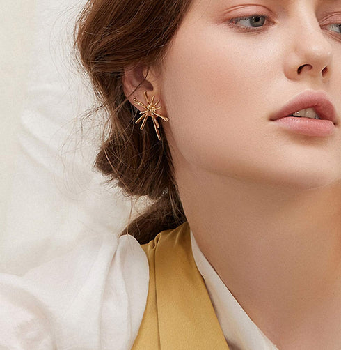 Jana WinkleGold Metal Firework Stud Earrings Women Big Earrings Studs Statement Chandelier Earrings...