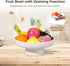 Fruit Bowls with Draining Holes, 10.2" Large Fruit Basket with Removable Pedestal, White Plastic Decorative Bowl, Fruit Countertop Vegetable Holde...