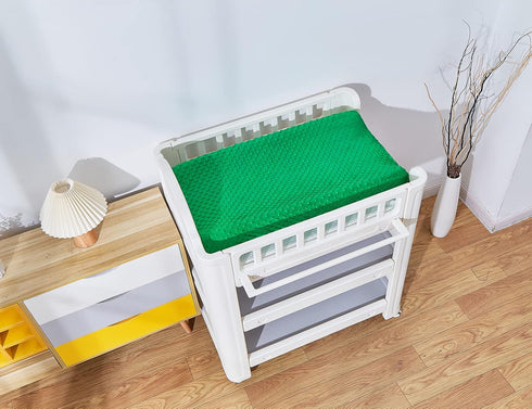 Solid Changing Table Pad Cover Cradle Sheet, Fits 32"/34''x16" Contoured Diaper Changing Pad, Ultra Soft Cozy Dots Plush Changing Table Covers, Br...