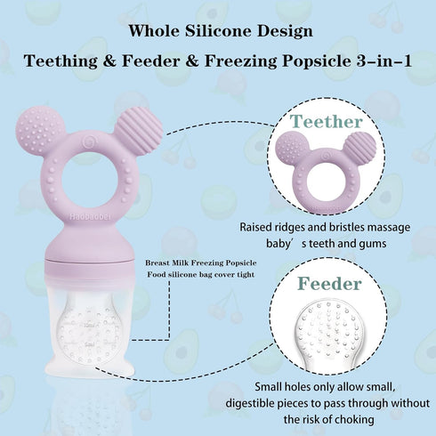Baby Fruit Feeder, Frozen Teething Toys for Babies, Baby Teether Pacifier with 3 Extra Teats, Baby Eating Essentials, BPA Free Baby Feeding Suppli...