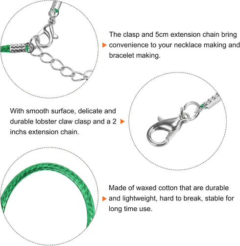 10pcs Waxed Necklace Cord Bulk, 16 Inches and 1.5mm Dia Necklace String Rope with Clasp for Pendants, Bracelets, Necklaces, Jewelry Making Beading...