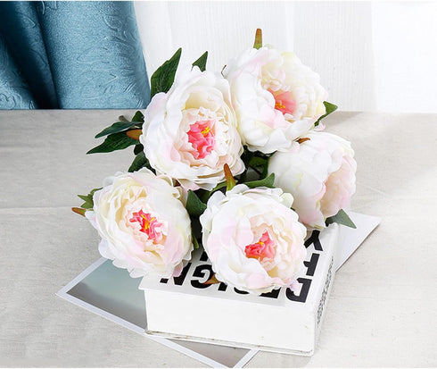 Artificial Peony Silk Flowers Bouquet Home Wedding Decoration, 1 Pack, 5 Heads(Pink)...