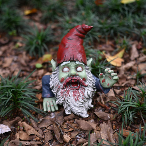 G150028 Zombie Gnome Garden Statue Sculpture, Scary Gnome, Halloween Decoration...