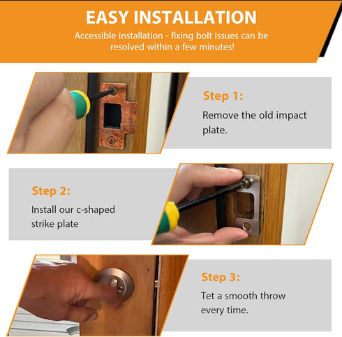 Adjustable Strike Plate for Exterior Doors - Reinforced Security with Large Deadbolt Hole for Deadbolts and Electronic Locks - Home and Rental Sec...
