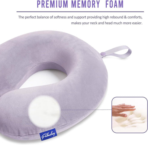 Travel Pillow Memory Foam for Airplanes - Neck Pillow for Traveling, Car, Home, Flight Pillow for Sleeping with Attachable Snap Strap Soft Washabl...