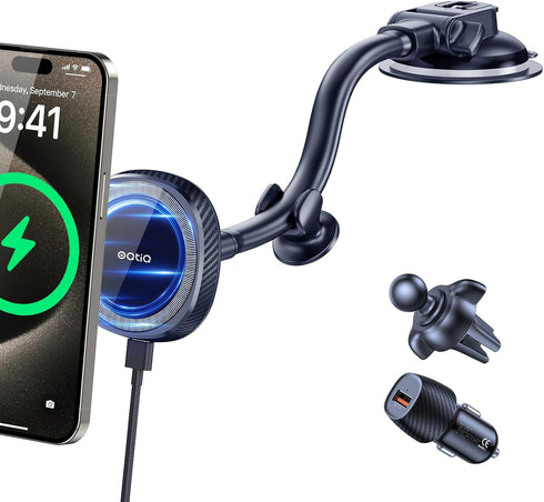 OQTIQ for MagSafe Car Charger, Magnetic Wireless Car Charger Compatible with iPhone 15 14 13 12 Series, 15W Fast Charging Car Phone Mount for Wind...