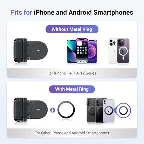Magnetic Smartphone Shooting Holder Hand Grip Handle Snap On Phone Stand with Tripod Mount & Wireless Shutter Remote Control for iPhone 15 14 13 1...