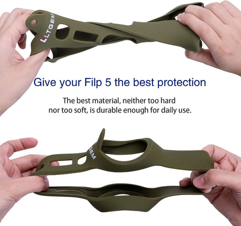 LTGEM Silicone Carrying Travel Case for JBL FLIP 5 Waterproof Portable Speaker with Extra Carabiner - Green...