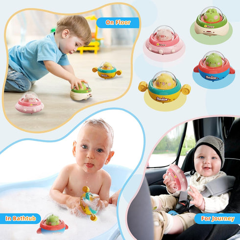 4PCS Animal Toy Cars for Toddlers 1-3,Press and Go Car Toys for ages 0-2,Spaceship 1 Year Old Boy Toys,First Birthday Gift Infant Car Toys for 1 Y...