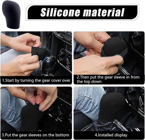 2 PCS Car Shift Cover, Environmentally Friendly Silicone Open Anti-Slip Automatic Knob Gear Lever Protective Cover, Universal Decorative Accessori...