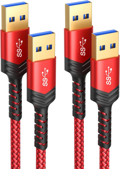 JSAUX USB to USB Cable, USB 3.0 A to A Male Cable 2 Pack(3.3ft+6.6ft) USB Male to Male Cable Double End USB Cord Compatible for Hard Drive Enclosu...