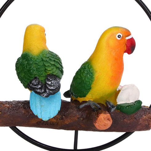 Hanging Parrot Sculpture, Parrot Statue On Metal Ring Garden Bird Hanging Chain Statue Decor for Patio Home Garden...