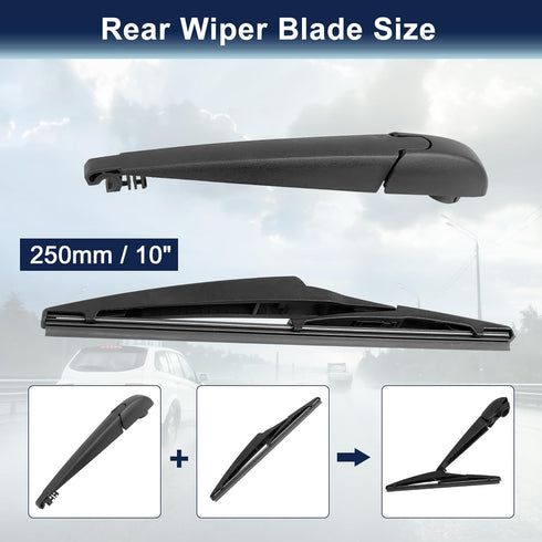 X AUTOHAUX Rear Windshield Wiper Blade Arm Set 255mm 10" for Toyota RAV4 2013-2018...