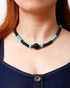 Lava Stone/Black Obsidian Choker Necklaces Created Turquoise Women Mens Strand Crystal Necklace for Meditation or Yoga...