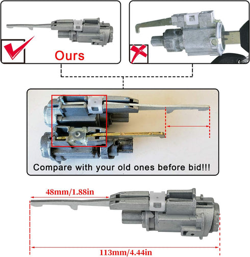 Ignition Switch Lock Cylinder w/ 2 Keys Compatible with Honda Accord Civic Crosstour CR-V CR-Z Element Fit Insight Odyssey S2000 Acura MDX RDX TL ...
