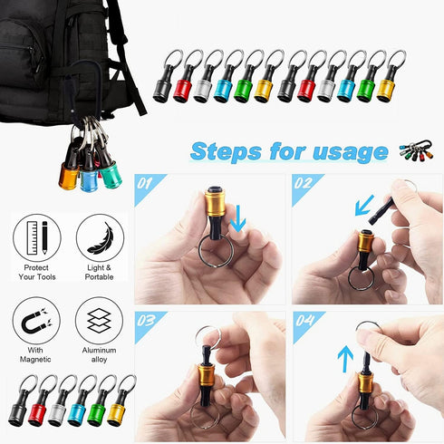 Bit Holder 1/4 inch Hex Shank Screwdriver Bits Holder Extension Bar Keychain Screw Adapter Drill Change Hand-held Screwdrivers Drill Bits Holder P...