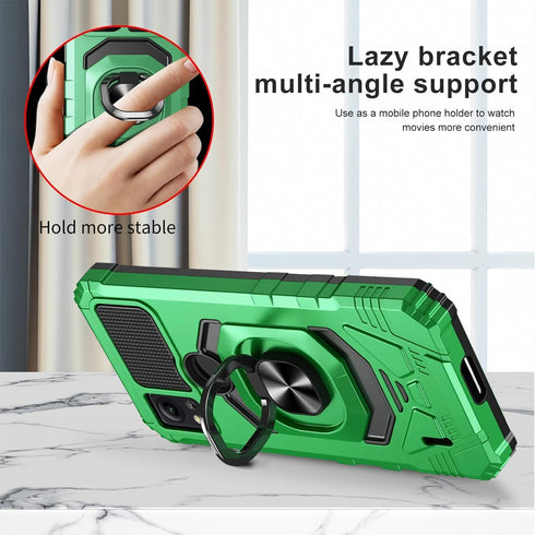 TJS Compatible for Cricket Icon 5 Case, AT&T Motivate 4 Case, with Tempered Glass Screen Protector, Metal Ring Magnetic Support Kickstand Heavy Du...