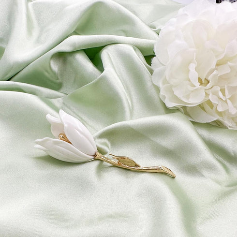 Elegant Enamel Tulip Flower Brooch Pins, AILUOR Fashion Opal Crystal Rhinestone Flower Corsage Scarf Pins Jewelry Accessories Clothing Bouquet Bro...