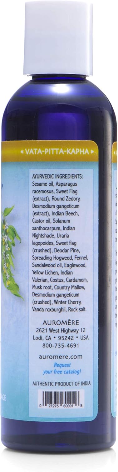 Auromere Ayurvedic Massage Oil - Vegan, Cruelty Free, Natural, Non GMO, with Cold-Pressed Sesame Oil Infused with 25 Herbal Extracts (4 fl oz), 1 ...