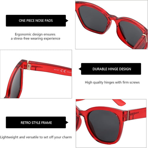 ZENOTTIC Cateye Polarized Sunglasses for Women - Oversized Sun Glasses UV400 Protection Retro Shades Designer Style...