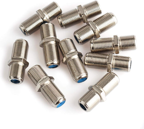 Pasow F81 Barrel Connectors High Frequency 3GHz Female to Female F-Type Adapter Couplers (10 pcs, Silver)...