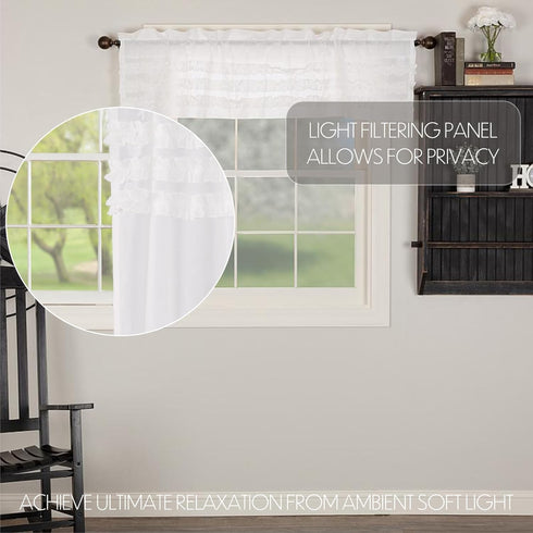 VHC Brands Farmhouse 16"x60" Valance White Rod Pocket Kitchen Window Curtains...