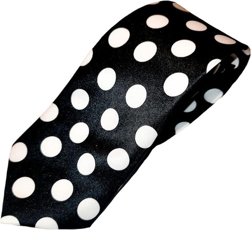 White and Black Polka Dot Tie Necktie Unisex...