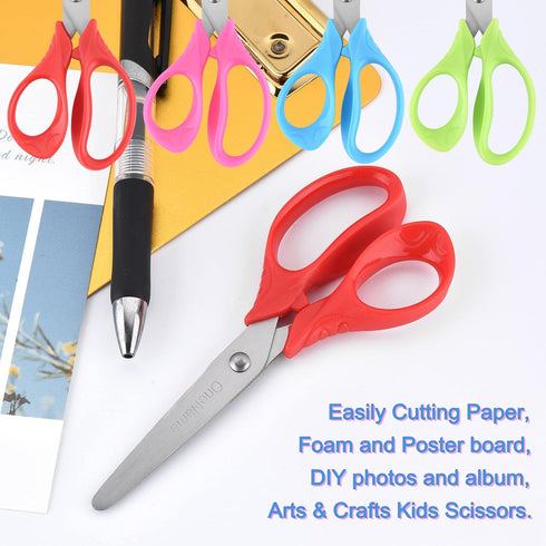 Kids Scissors,Scissors For School Kids,5" Children Scissors Comfort-Grip Handles Sharp Blunt Safety Student Scissors For Kids 8 Pack ages 4+...