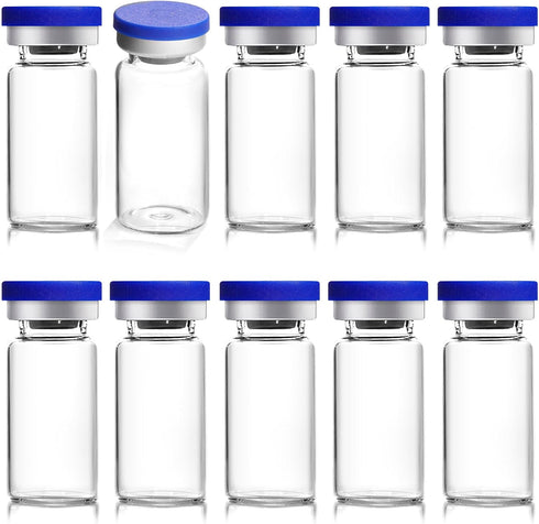 20ml Sealed Empty Vials for Injection, Transparent Glass Vials Self-Healing Injection Port, Liquid Sample Storage Vial with Caps(10pcs)...