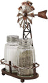 Ebros 6.5"Tall Rustic Country Farm Agricultural Windmill Outpost Salt And Pepper Shakers Holder Display Stand Set Western Kitchen Dining Home Deco...