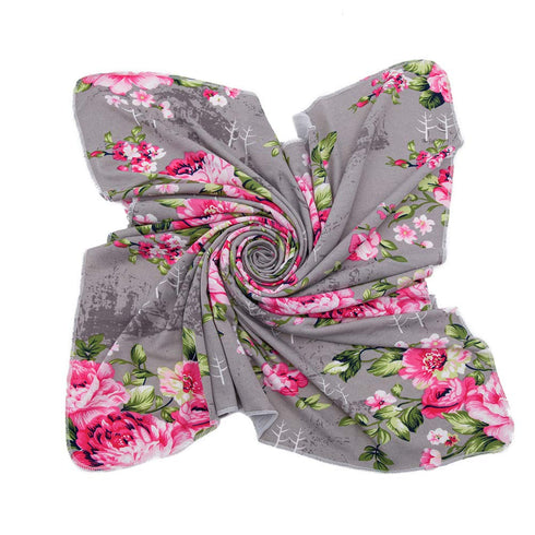 Galabloomer Newborn Receiving Blanket Headband Set Baby Flower Rose Swaddle with Big Bow (Gray)...