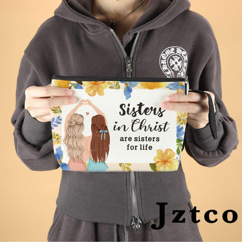 Sister Gifts Inspirational Christian Gifts for Women Her Makeup Bag, Religious Gifts Makeup Zipper Pouch Bag Bible Verse Cosmetic Bag Scripture Ch...