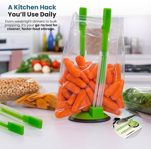 Jokari Original Adjustable Baggy Rack Stand 4 Pack. Prop Plastic Ziploc Freezer Storage Bags Open Hands-Free To Pour Leftovers, Snacks and Meal Pr...