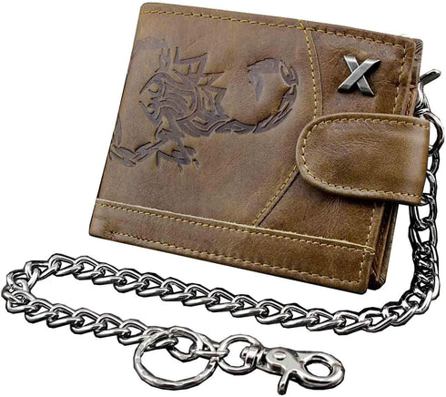 Scorpion Men Biker Many Card Holder Leather Wallet Purse With Chain...