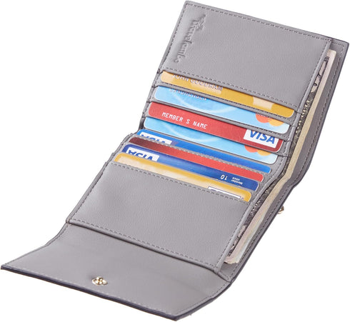 Travelambo RFID Blocking Small Mini Compact Wallet Coin Pouch Holder Trifold Credit Card Holder Pocket Purse for Women (Napa Grey)...