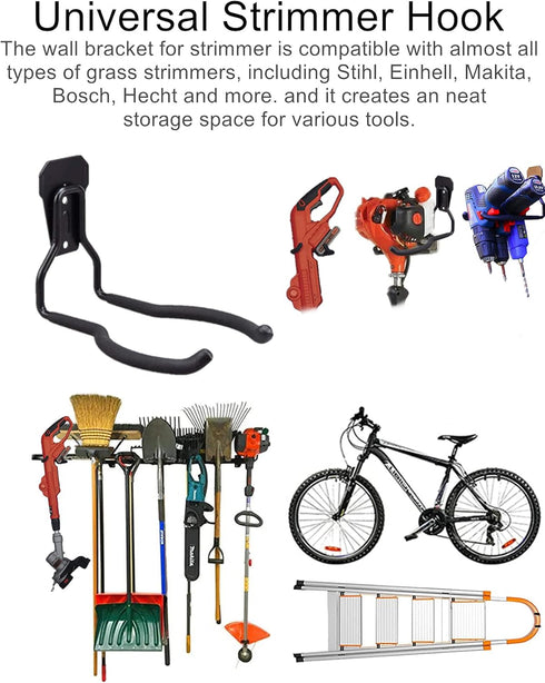 String Trimmer Hanger Bracket, Garden Lawn Trimmer Wall Mount, 1 Pcs Heavy Duty Weed Eater Rack For Garage. Garden Tool Organizer and Storage Hook...