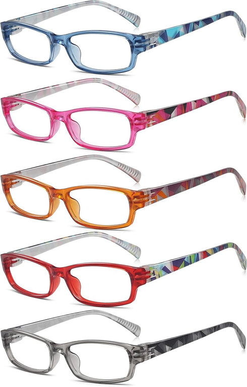 Eyekepper 5-Packs Metalless Design Reading Glasses for Women Screwless Spring Hinges Ladies Readers +1.0...