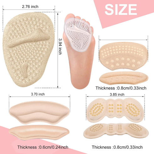 8 Pairs Heel Grips for Womens Shoes, Shoe Pads Inserts, Heel Pads for Shoes Women - Shoe Heel Inserts, Toe Inserts for Shoes Too Big - Shoe Cushio...
