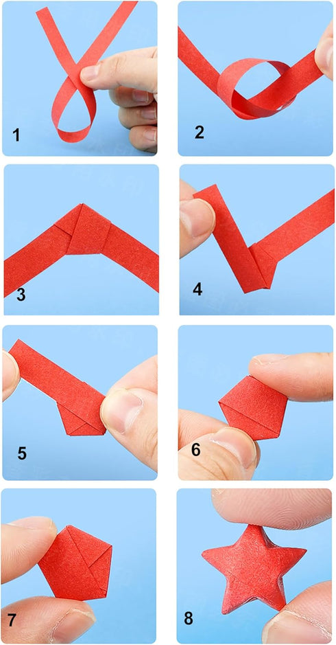 1080 Sheets Origami Star Paper Blue Strips Double Sided Lucky Star Decoration Folding Paper for DIY Hand Art Crafts, School Teaching Supplies (blu...