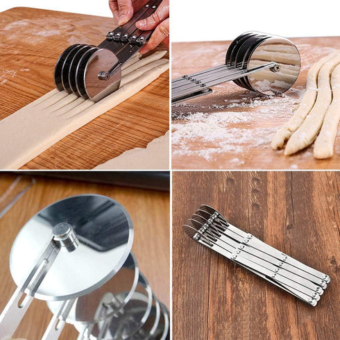 5 Wheel Pastry Cutter, Stainless Pizza Slicer, Expandable Pizza Slicer Multi-Round Pastry Knife Baking Cutter Roller Cookie Dough Cutter Divider...