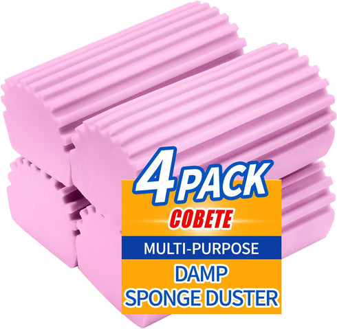 Damp Clean Duster Sponge,4pack Magic Sponge Eraser,Reusable Damp Dusting Sponge Household Cleaning for Blinds, Glass, Baseboards,Radiators,Window ...