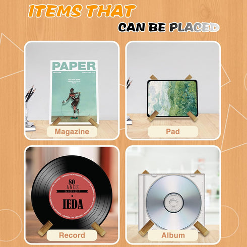 2 Pack 7.2" Wood Cookbook Stand, Recipe Book Holder for Kitchen Counter, Tabletop Easel Plate Display Stand, Picture Frame Stand Rack for Desk Pho...